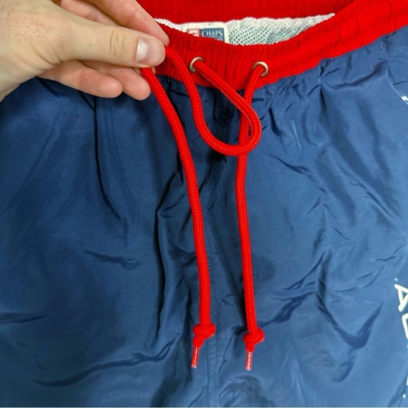 Vintage Chaps Ralph Lauren Navy Logo Printed Swim Trunks - Picture 8 of 9